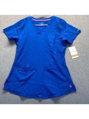 Med Couture Energy  Women's Scrub Top, Royal Pockets  size: S Style 8579S NEW